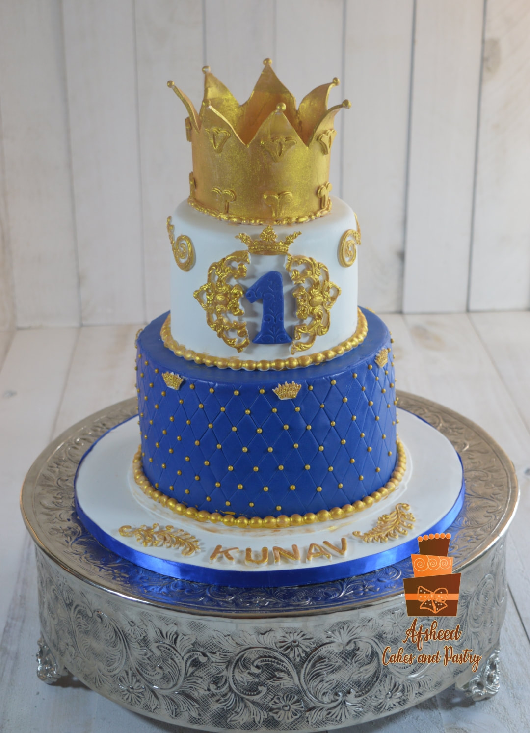 Twotier Bluegold Royal Cake Large Beads Stock Photo 1190663824 |  Shutterstock