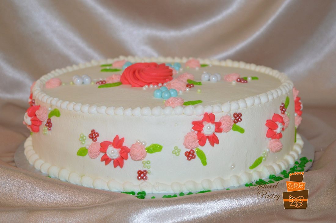 ORANGE AND WHITE CREAM FLOWER CAKE - Rashmi's Bakery